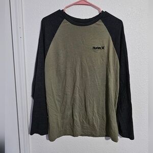 Hurley Men's Olive and Black Raglan Shirt